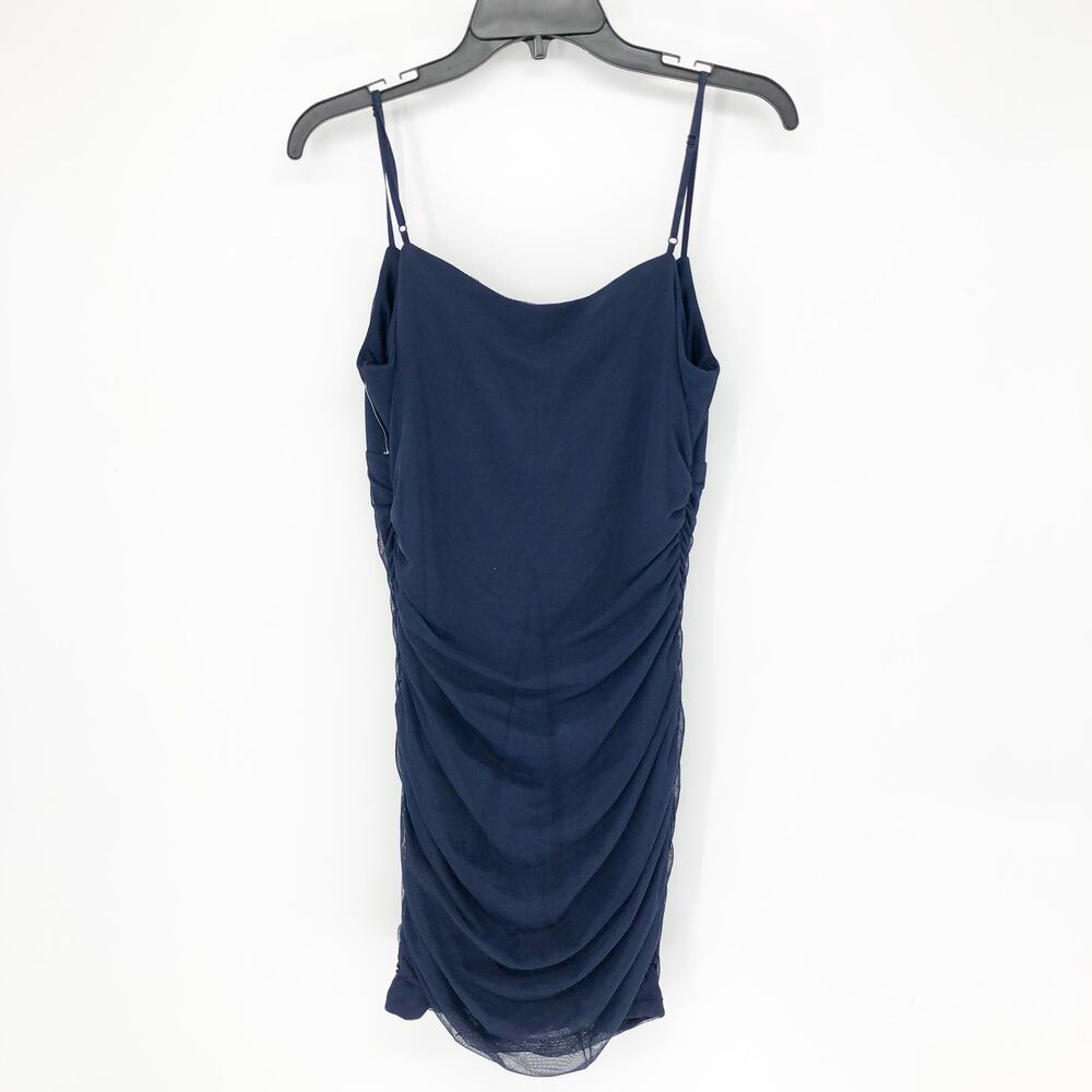 EMERALD SUNDAE JUNIORS Gathered Mini Dress XL Navy Blue Bodycon Ruched NWT - Picture 5 of 9